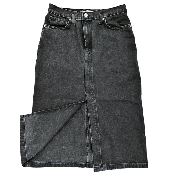 MNG Long Black Jean Skirt | Size Medium - Picture 2 of 4